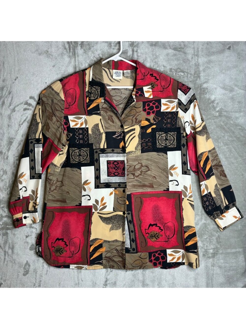 Allison Daley Blouse Womens 18W Button Up Abstract Print 3/4 Sleeve Polyester - Picture 1 of 5